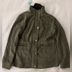 Suede Olive Button Up Jacket